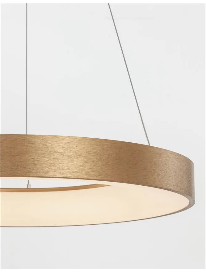 RAN Brushed Gold Aluminium & Acrylic Dimmable Warm Light Ring Pendant Large - ID 10419