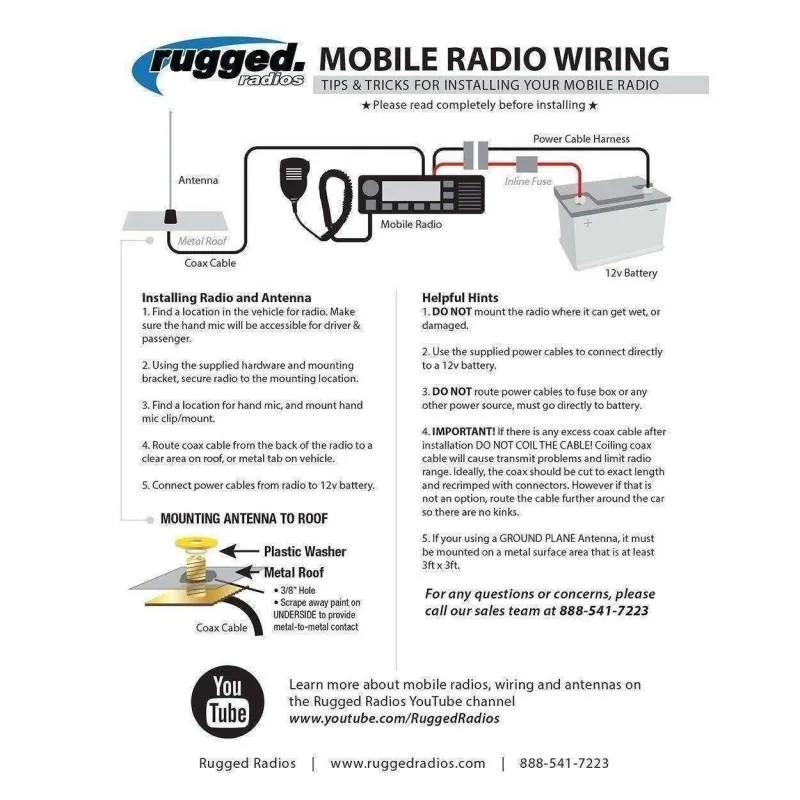 Rugged Radios Digital Mobile Radio with Fiberglass Antenna Base Kit