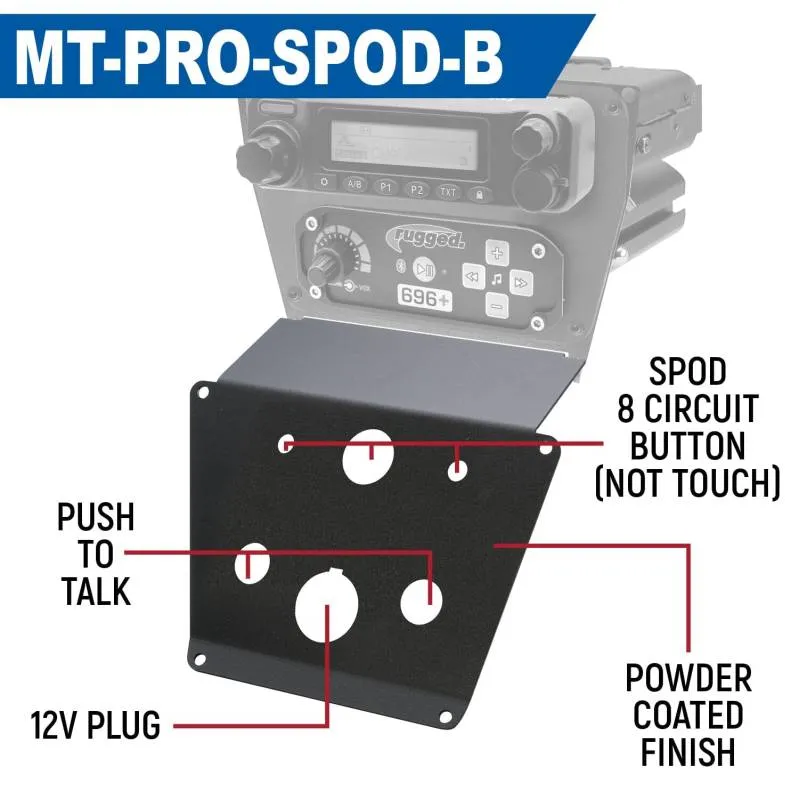 Rugged Radios Lower Accessory Panel - SPOD Switch Panel - Polaris RZR PRO XP/RZR Turbo R/RZR PRO R Dash Mount Radio/Intercom