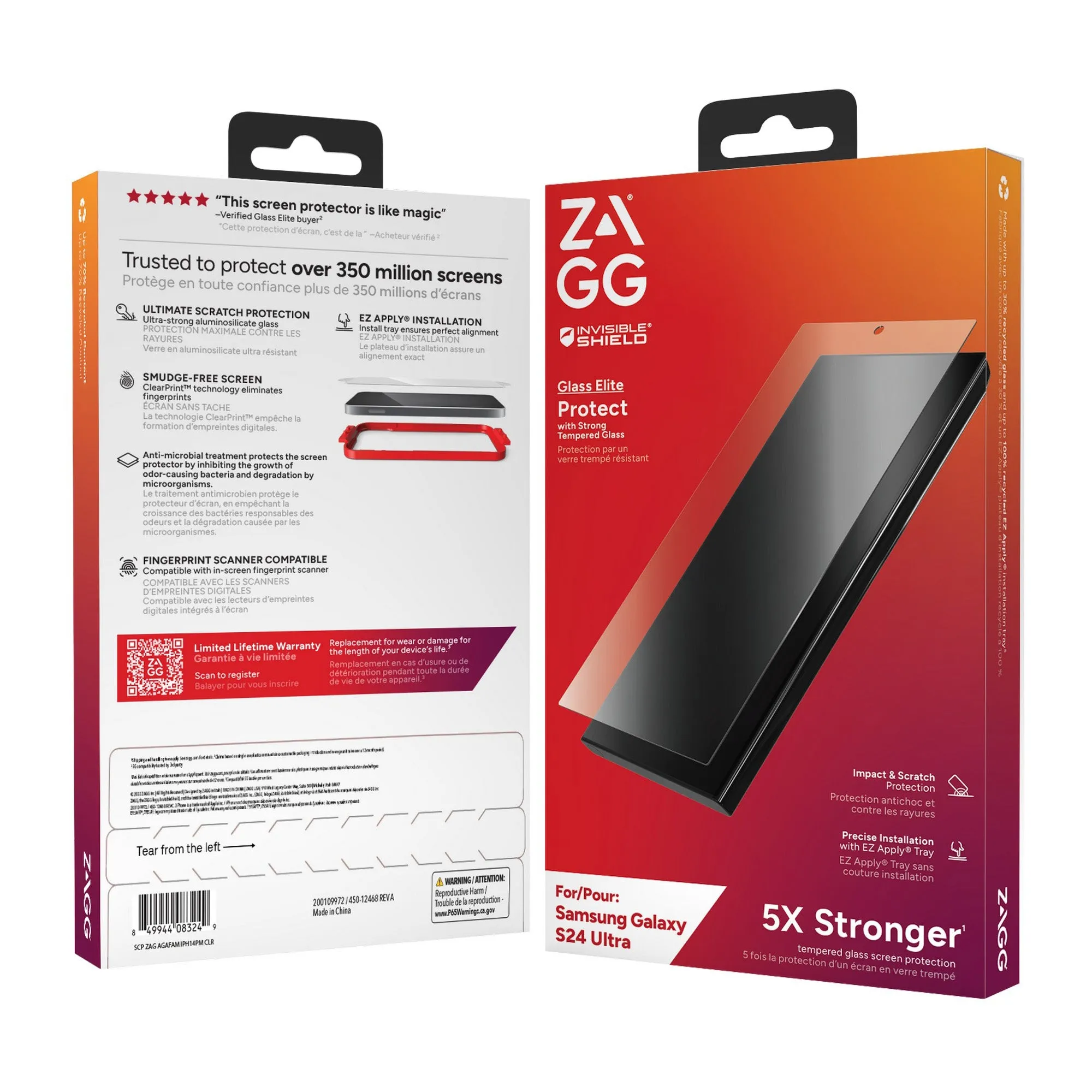 Samsung Galaxy S24 Ultra 5G ZAGG InvisibleShield Glass Elite Screen Protector - 15-12474