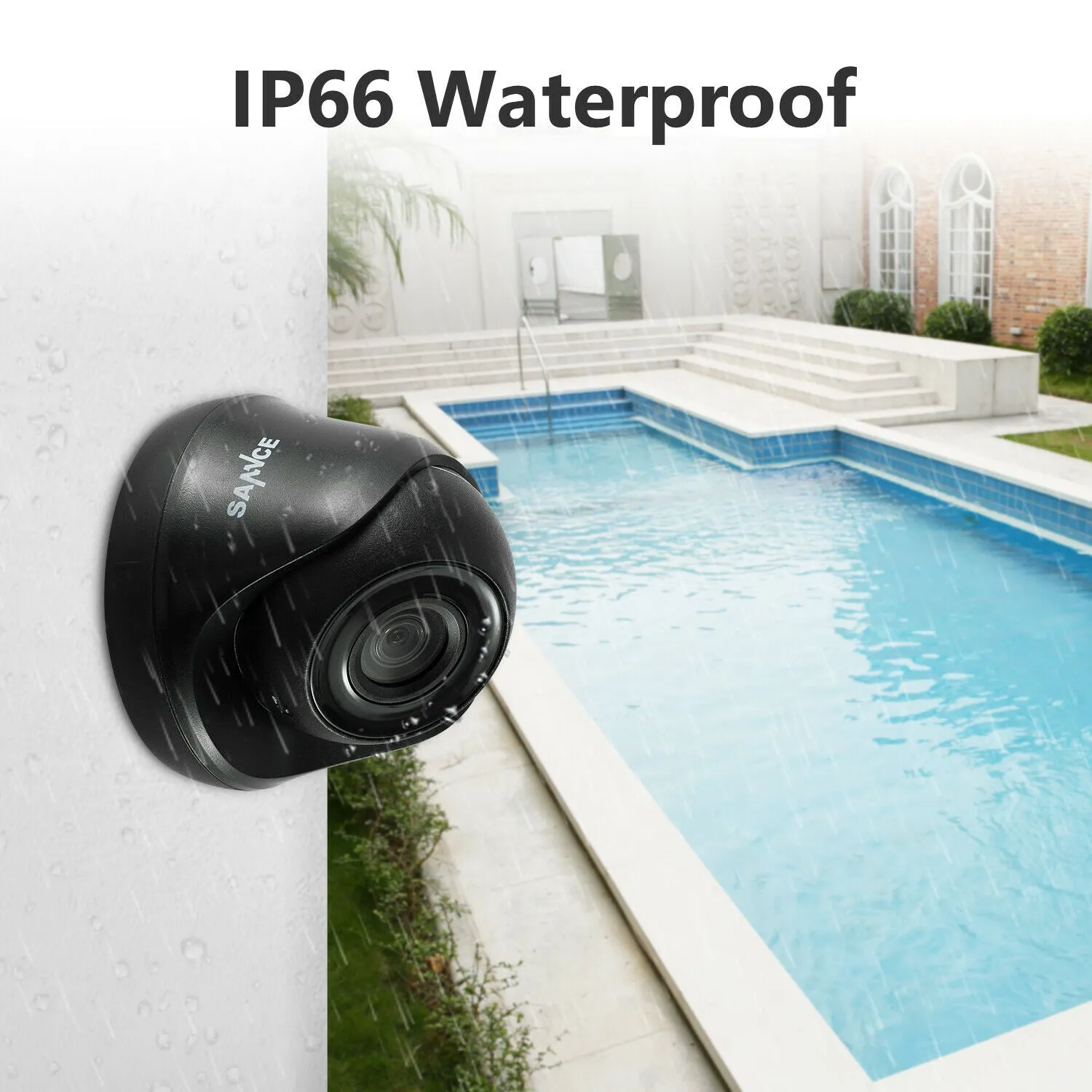 SANNCE 1080P Video Wired Security 2 Camera System, 4CH 5in1 DVR Home Night Outdoor