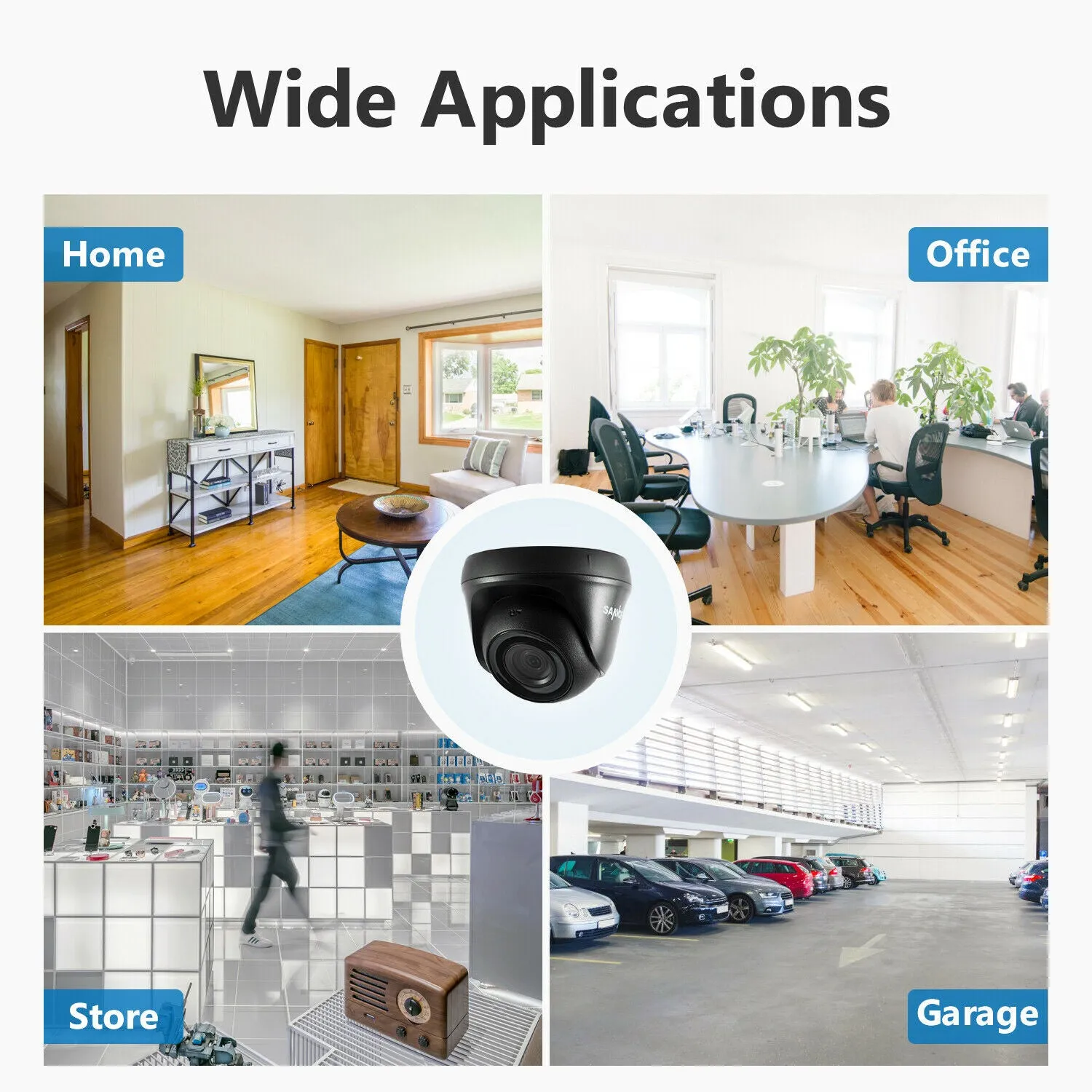 SANNCE 1080P Video Wired Security 2 Camera System, 4CH 5in1 DVR Home Night Outdoor