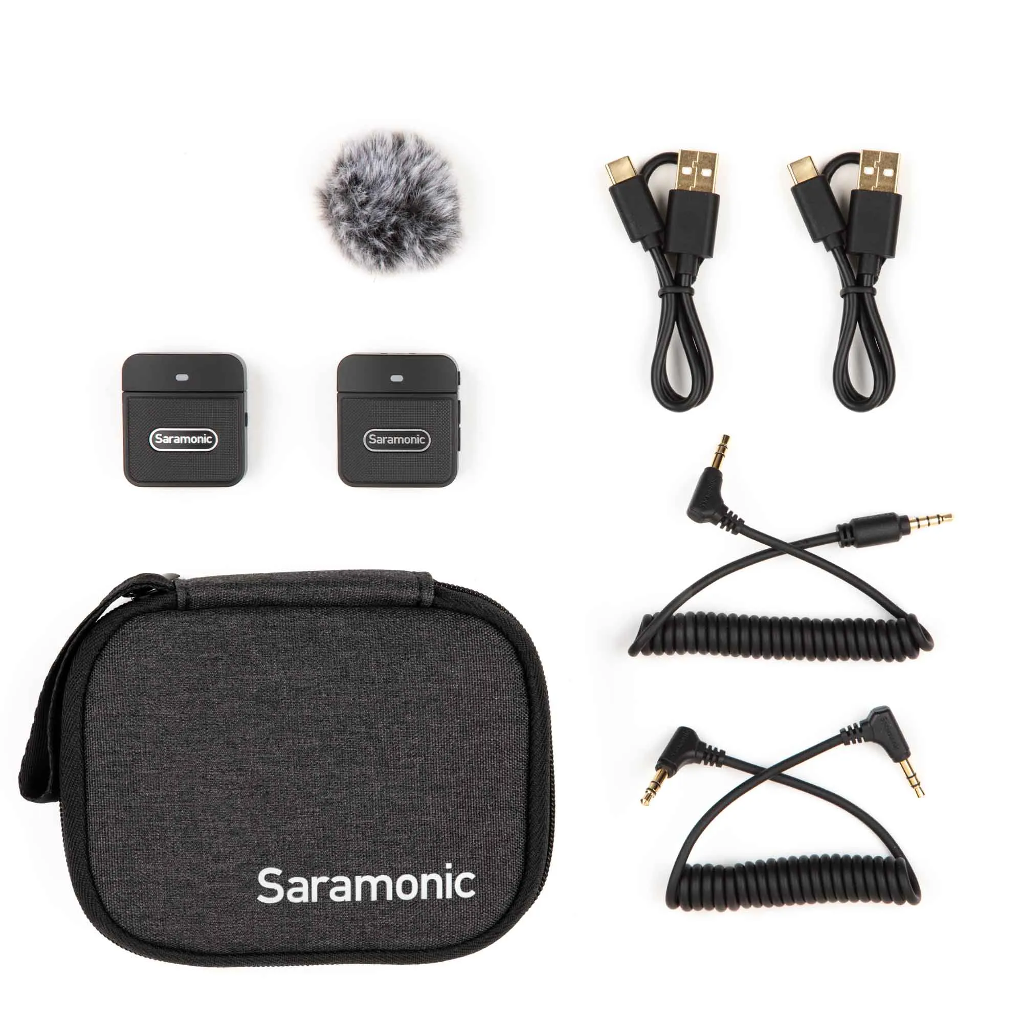 Saramonic BLINK100B1 TX RX 2.4GHz Micro Clip-On Wire-less System w/ Camera-Mount Dual-Receiver & TRS & TRRS Cables for Cameras
