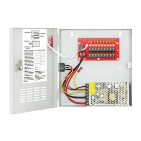 SECO-LARM PC-U0910-PULQ: 12V DC Switching CCTV Power Supply, 9 Outputs, 10A total