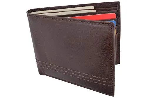 Slim Men's Wallet Thin Bifold Leather RFID Blocking Minimalist Front Pocket Mens Brown Wallet Cazoro RFID611292