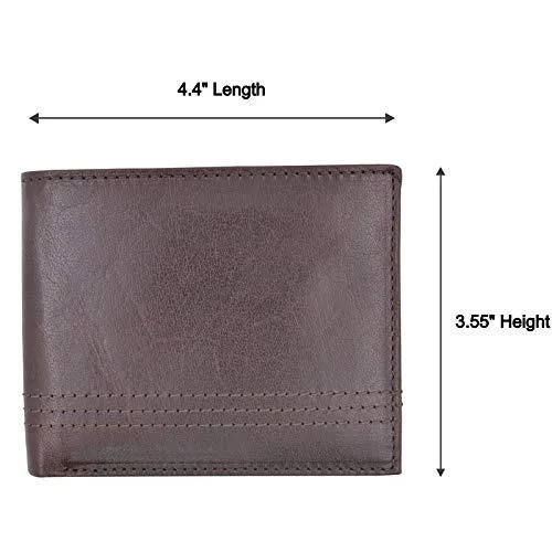 Slim Men's Wallet Thin Bifold Leather RFID Blocking Minimalist Front Pocket Mens Brown Wallet Cazoro RFID611292