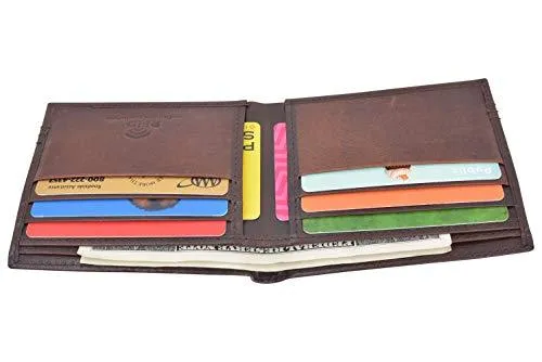 Slim Men's Wallet Thin Bifold Leather RFID Blocking Minimalist Front Pocket Mens Brown Wallet Cazoro RFID611292