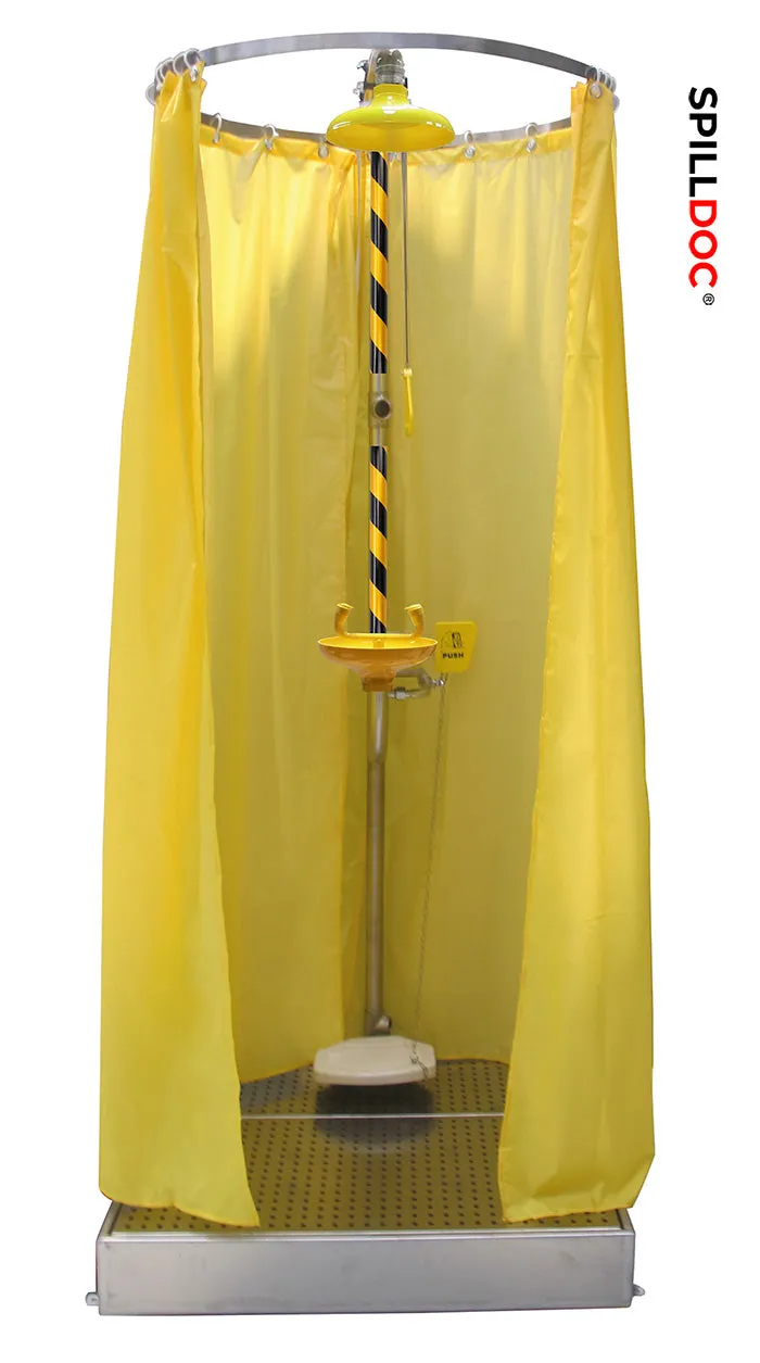 Spilldoc Curtain Booth Type Emergency Shower & Eyewash Station with Sink SD-550CB