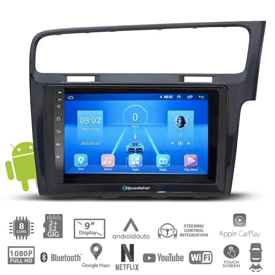 Suitable To Fit VW Golf 7 - 9 Inch Roadstar Android Entertainment & GPS System