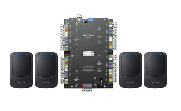 SUPREMA CoreStation Biometric Access Controller and 4x XPD2-GDB XPass D2 Outdoor Compact RFID Reader