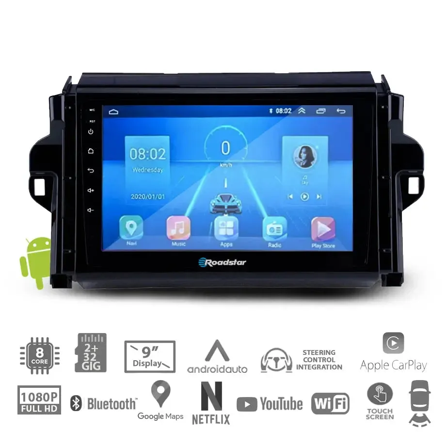 Toyota Fortuner (16-22) - 9 Inch Roadstar Android Entertainment & GPS System
