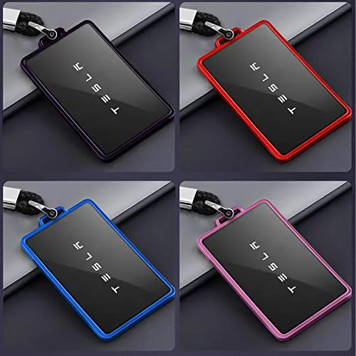 TPU Key Card Holder Case Compatible with Tesla Model 3, Key Protector Cover Accessories Including Key Chain, Silver