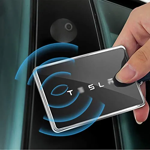 TPU Key Card Holder Case Compatible with Tesla Model 3, Key Protector Cover Accessories Including Key Chain, Silver