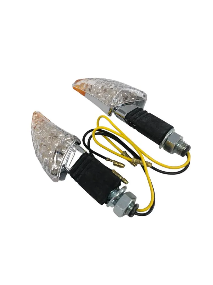 Turn Signal Set Shark Fin LED, Long Stem - Chrome - Highway Hawk H68-9291