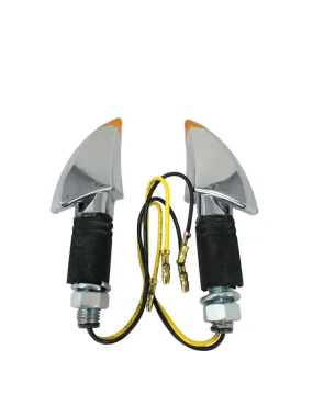 Turn Signal Set Shark Fin LED, Long Stem - Chrome - Highway Hawk H68-9291