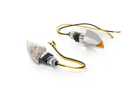 Turn Signal Set Shark Fin LED, Short Stem - Chrome - Highway Hawk H68-9290