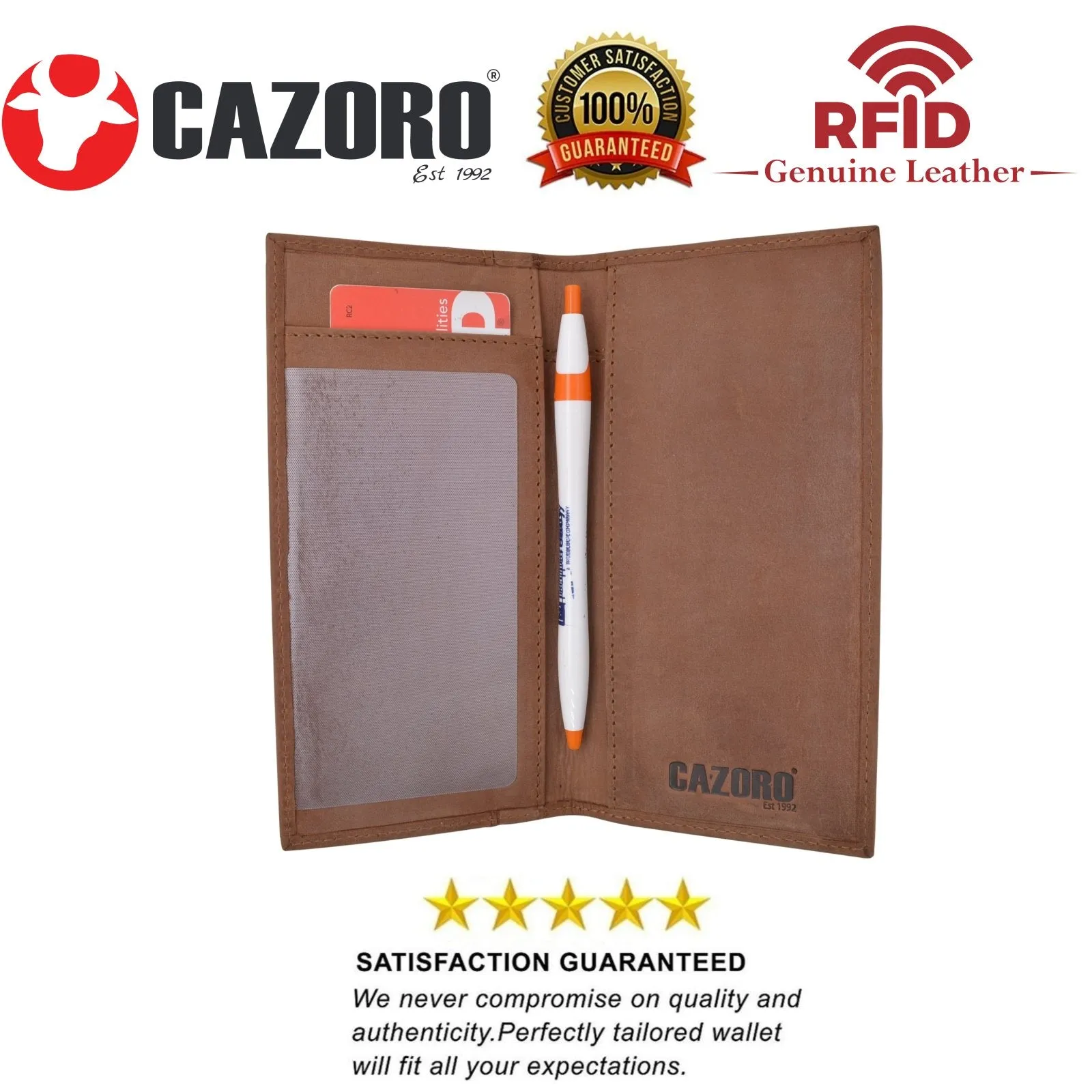 USA Genuine Leather Checkbook Cover For Men & Women Checkbook Holder Wallet RFID Blocking RFID61156HU