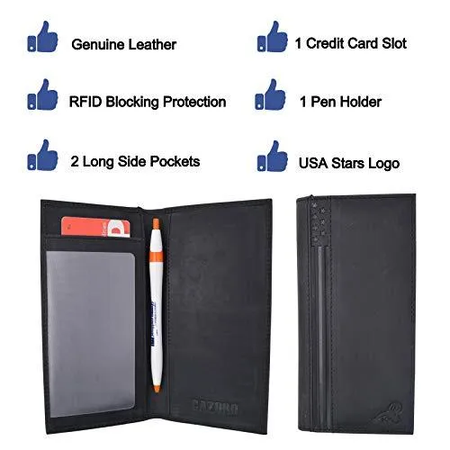 USA Genuine Leather Checkbook Cover For Men & Women Checkbook Holder Wallet RFID Blocking RFID61156HU