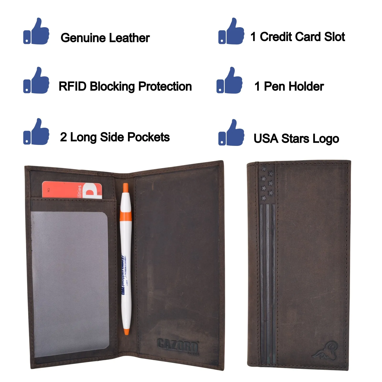 USA Genuine Leather Checkbook Cover For Men & Women Checkbook Holder Wallet RFID Blocking
