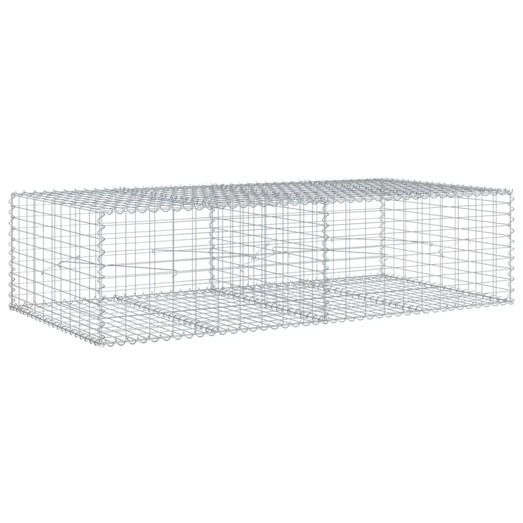 vidaXL Gabion Basket with Cover 200x100x50 cm Galvanised Iron