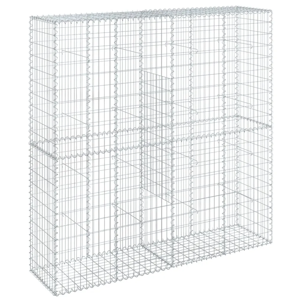 vidaXL Gabion Basket with Cover 200x50x200 cm Galvanised Iron