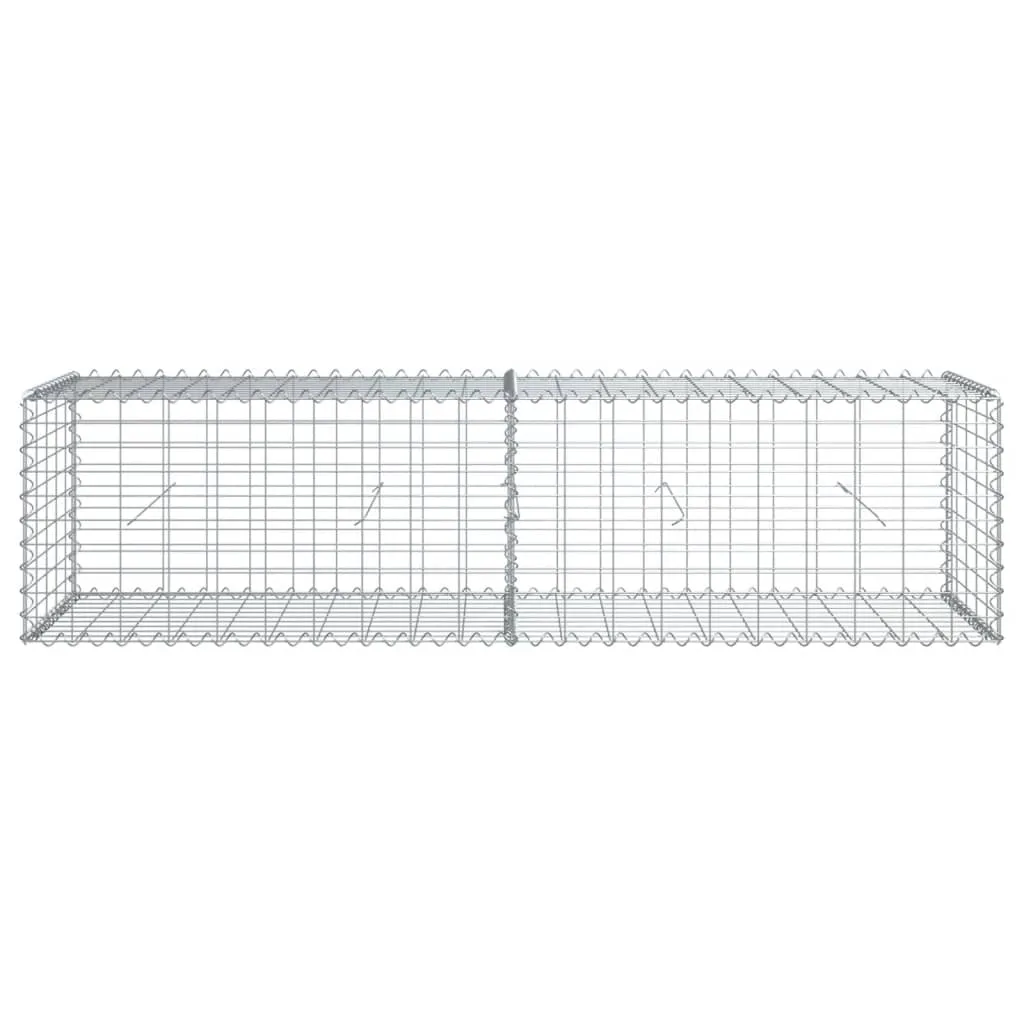 vidaXL Gabion Basket with Cover 200x50x50 cm Galvanised Iron