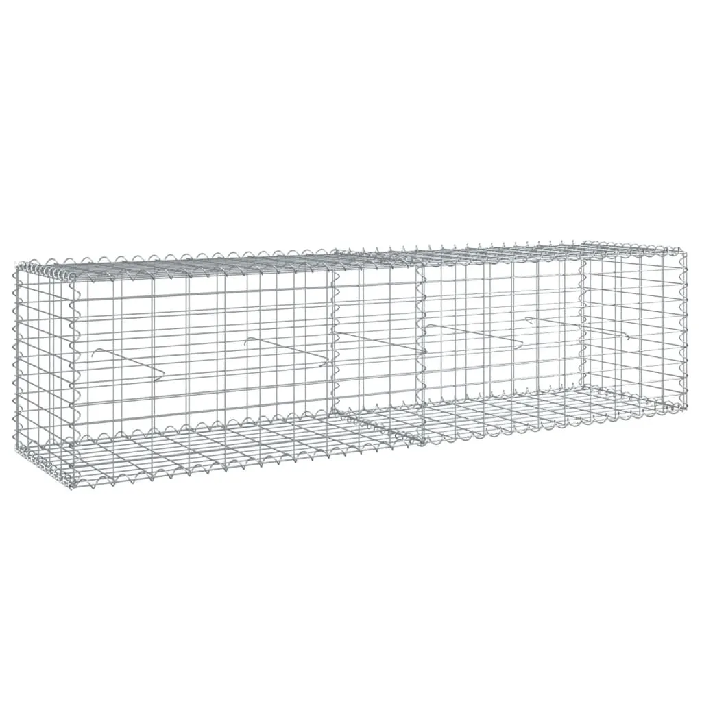 vidaXL Gabion Basket with Cover 200x50x50 cm Galvanised Iron