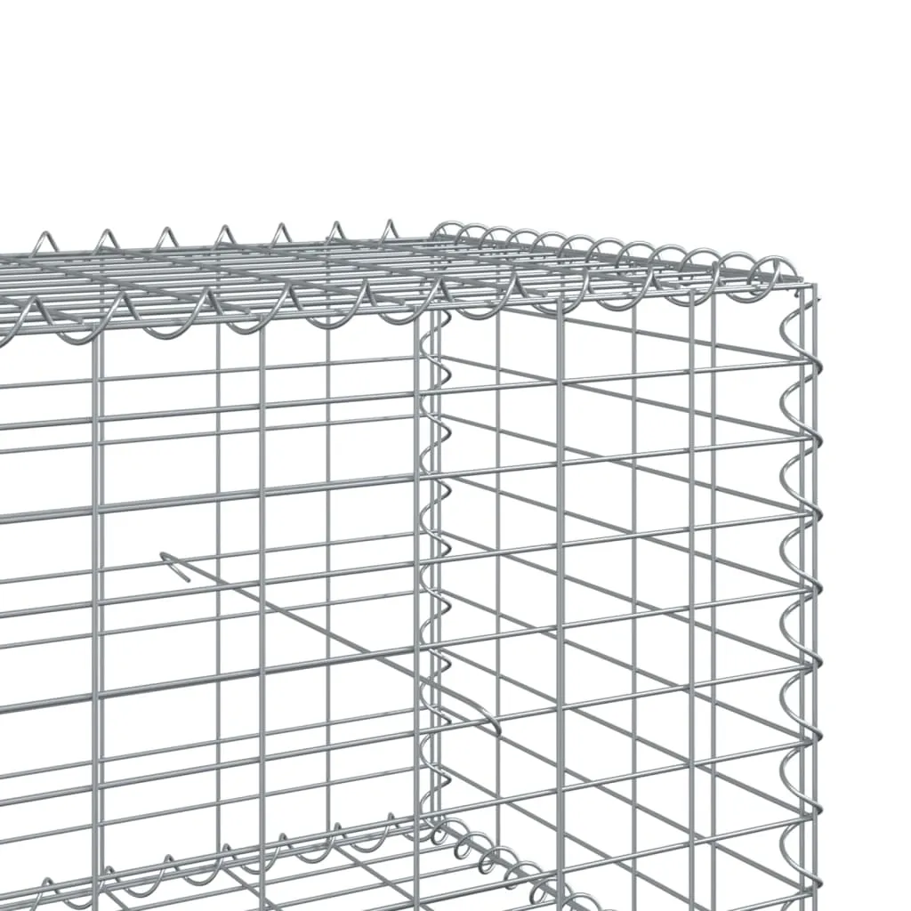 vidaXL Gabion Basket with Cover 200x50x50 cm Galvanised Iron