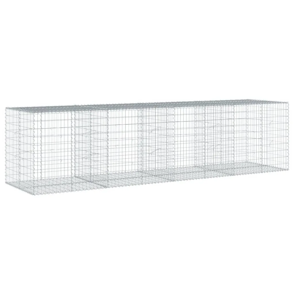 vidaXL Gabion Basket with Cover 400x100x100 cm Galvanised Iron