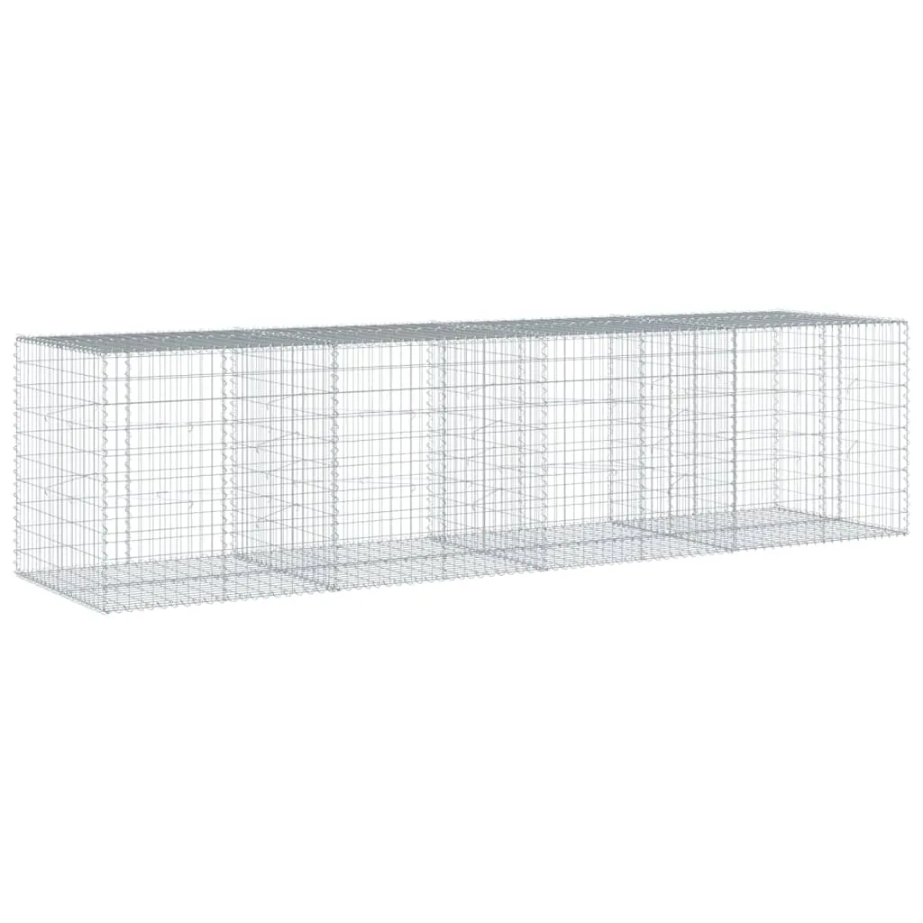 vidaXL Gabion Basket with Cover 400x100x100 cm Galvanised Iron
