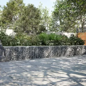 vidaXL Gabion Basket with Cover 400x50x50 cm Galvanised Iron