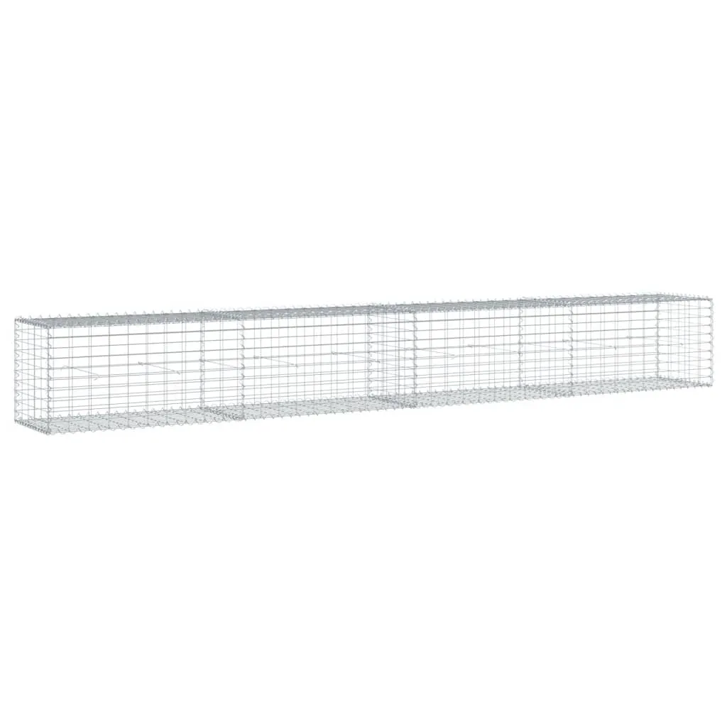 vidaXL Gabion Basket with Cover 400x50x50 cm Galvanised Iron